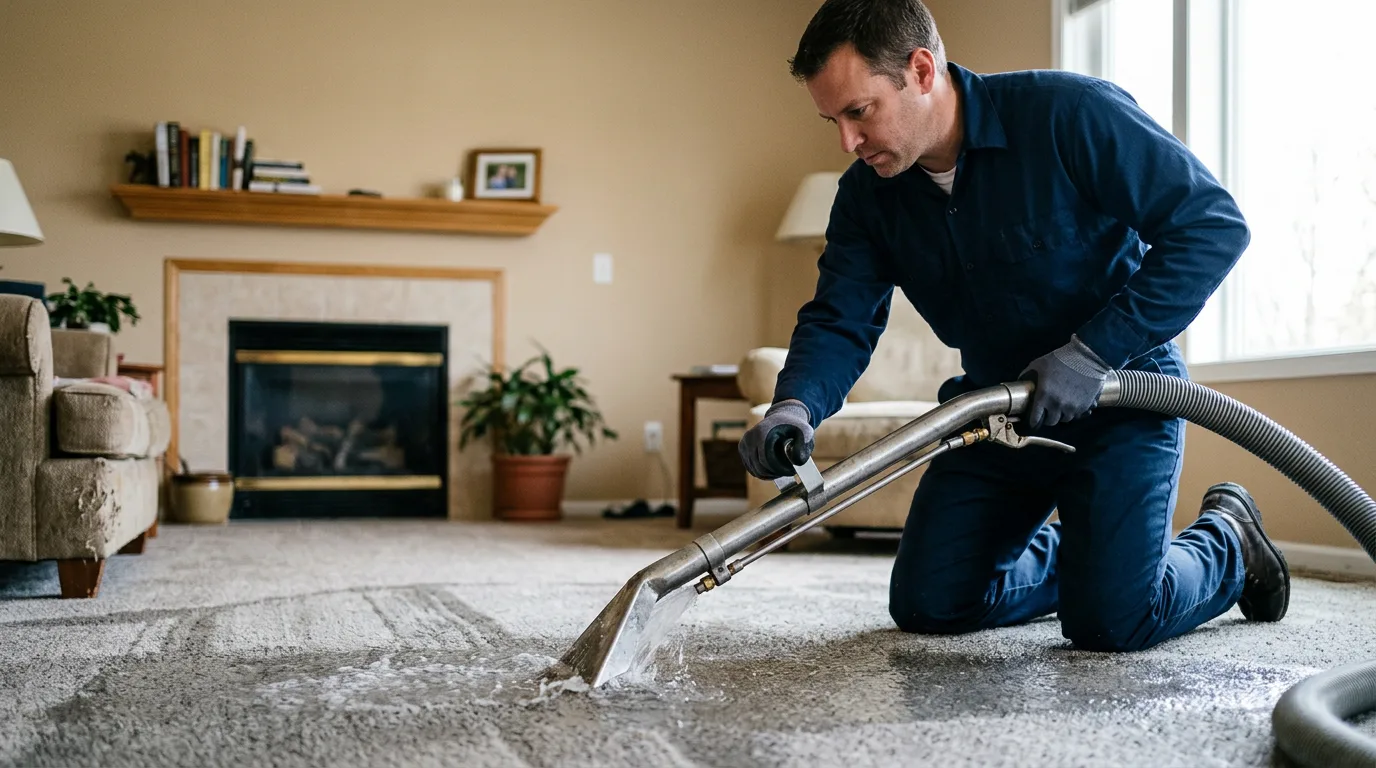 Water damage restoration technician working near Bowlus, MN